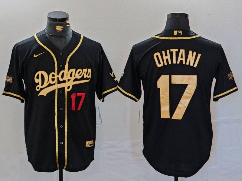 Men Los Angeles Dodgers #17 Ohtani Black gold Fashion Nike Game MLB Jersey style 7063->los angeles dodgers->MLB Jersey